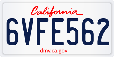 CA license plate 6VFE562