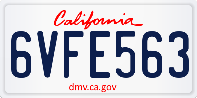 CA license plate 6VFE563