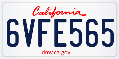 CA license plate 6VFE565