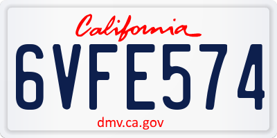 CA license plate 6VFE574