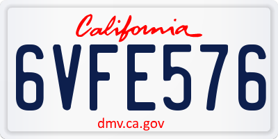 CA license plate 6VFE576