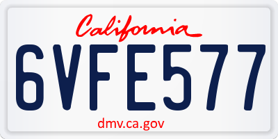 CA license plate 6VFE577