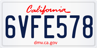 CA license plate 6VFE578