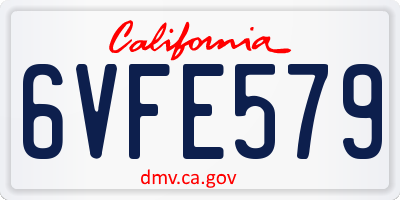 CA license plate 6VFE579