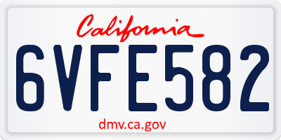 CA license plate 6VFE582
