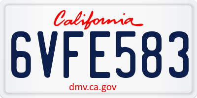 CA license plate 6VFE583