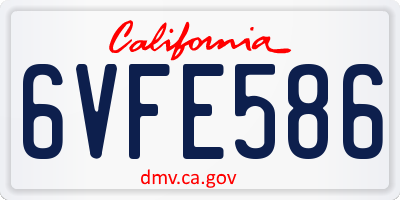CA license plate 6VFE586