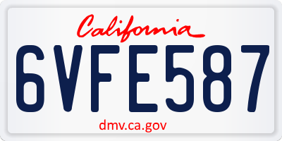 CA license plate 6VFE587