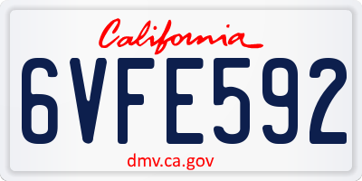 CA license plate 6VFE592