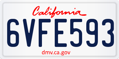 CA license plate 6VFE593