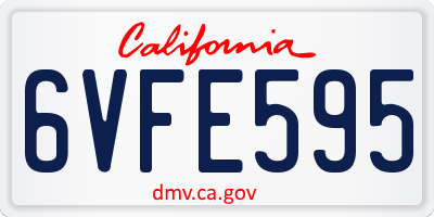 CA license plate 6VFE595