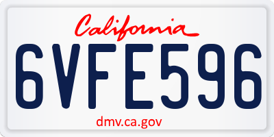 CA license plate 6VFE596