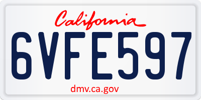 CA license plate 6VFE597
