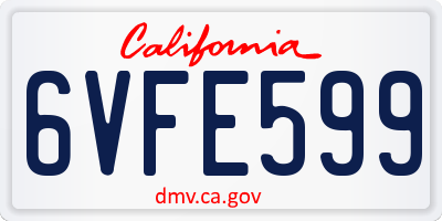 CA license plate 6VFE599