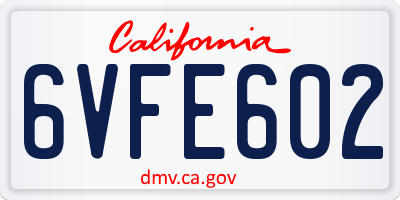 CA license plate 6VFE602