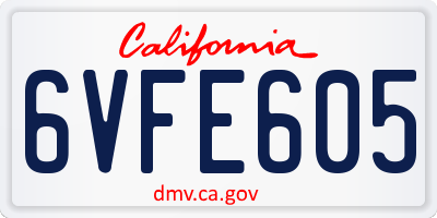 CA license plate 6VFE605
