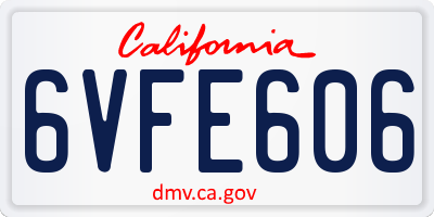 CA license plate 6VFE606