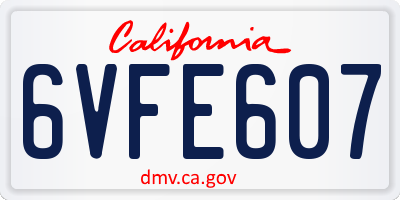CA license plate 6VFE607