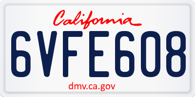 CA license plate 6VFE608