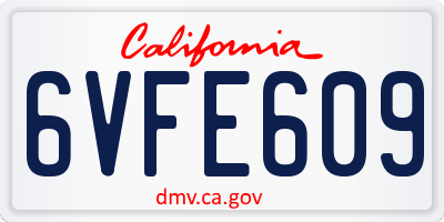 CA license plate 6VFE609