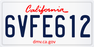 CA license plate 6VFE612