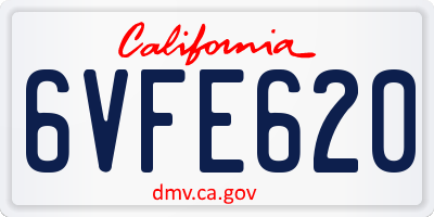 CA license plate 6VFE620