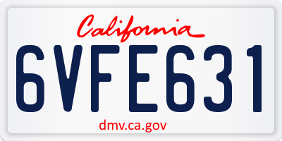 CA license plate 6VFE631