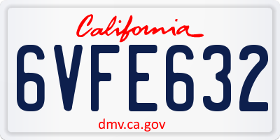 CA license plate 6VFE632