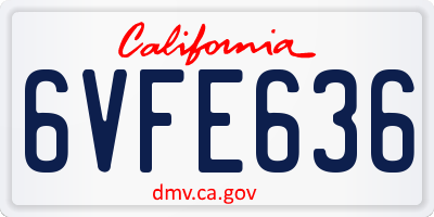 CA license plate 6VFE636