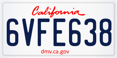 CA license plate 6VFE638