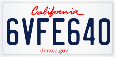 CA license plate 6VFE640