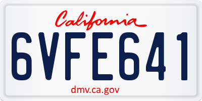 CA license plate 6VFE641