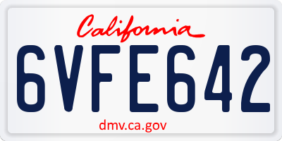 CA license plate 6VFE642