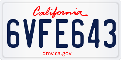 CA license plate 6VFE643