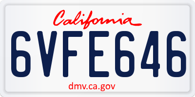 CA license plate 6VFE646