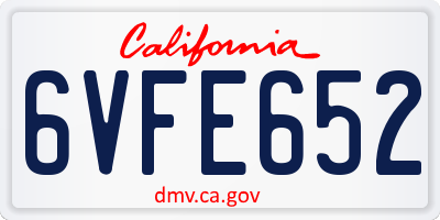 CA license plate 6VFE652
