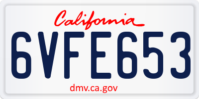 CA license plate 6VFE653
