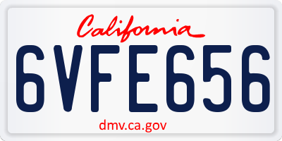 CA license plate 6VFE656