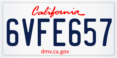 CA license plate 6VFE657