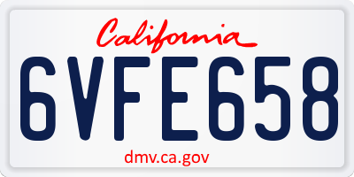 CA license plate 6VFE658
