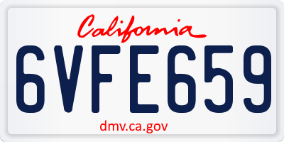 CA license plate 6VFE659