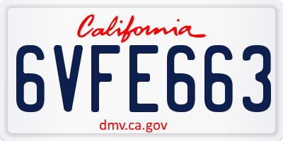 CA license plate 6VFE663