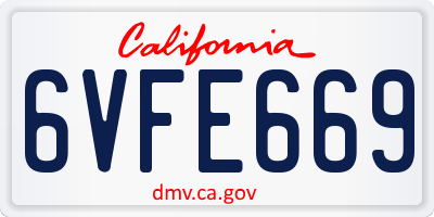 CA license plate 6VFE669