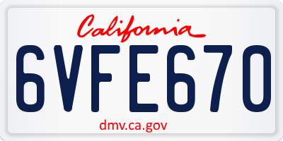 CA license plate 6VFE670