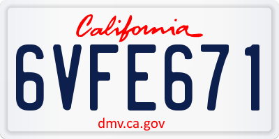 CA license plate 6VFE671