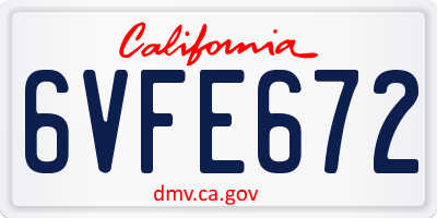 CA license plate 6VFE672