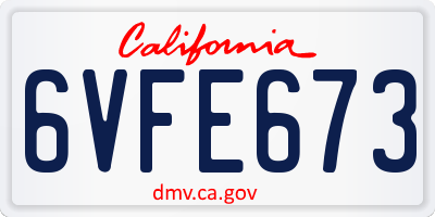 CA license plate 6VFE673