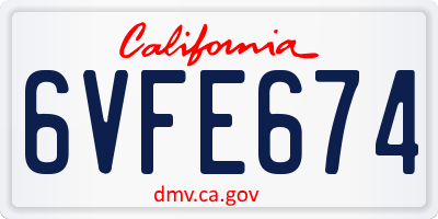 CA license plate 6VFE674