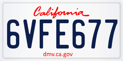 CA license plate 6VFE677