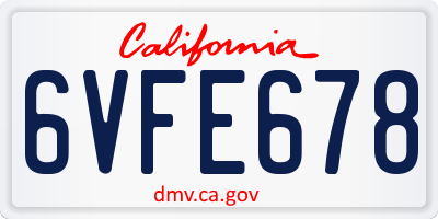 CA license plate 6VFE678